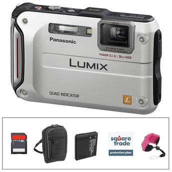 Panasonic Lumix DMC-TS4 Digital Camera (Silver) with Deluxe Accessory Kit