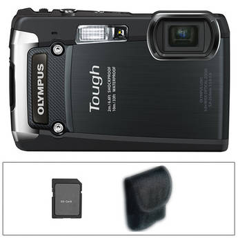 Olympus Tough TG-820 Digital Camera (Black) with Basic Accessory Kit