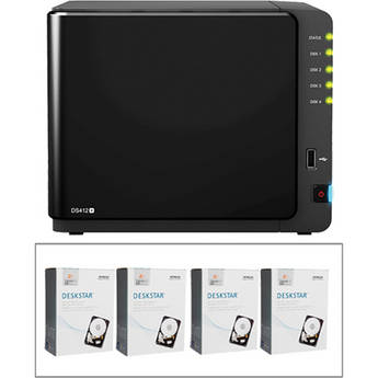 Synology 8TB (4x2TB) DiskStation DS412+ 4-Bay All-In-1 NAS Server B&H Kit