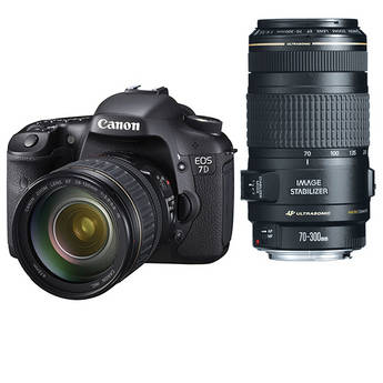 Canon EOS 7D SLR Digital Camera w/EF-S 28-135mm IS & 70-300mm f/4-5.6 IS USM Lens Deluxe Kit