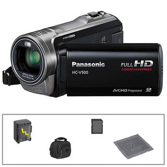 Panasonic HC-V500 Full HD Camcorder with Basic Accessories B&H Kit