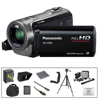 Panasonic HC-V500 Full HD Camcorder with Deluxe Accessories B&H Kit