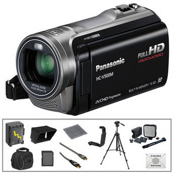 Panasonic 16GB HC-V500M Full HD Camcorder with Deluxe Accessories B&H Kit