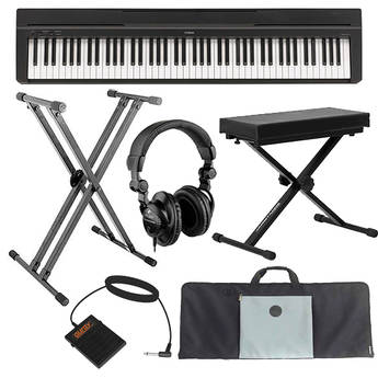 Yamaha P-35 Compact 88-Key Piano Essentials Bundle (Black)