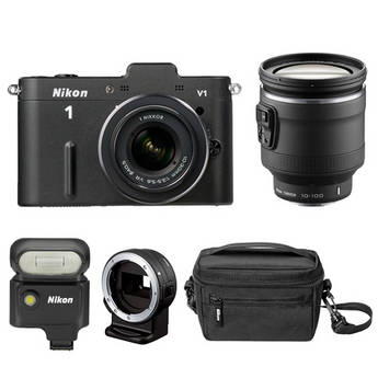 Nikon 1 V1 Mirrorless Digital Camera Deluxe Kit (Black)