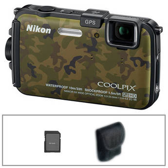 Nikon COOLPIX AW100 Waterproof Digital Camera with Basic Accessory Kit (Camouflage)