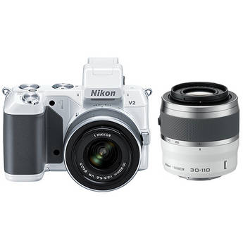 Nikon 1 V2 Mirrorless Digital Camera with 1 NIKKOR VR 10-30mm f/3.5-5.6 and 30-110mm f/3.8-5.6 Lens Kit (White)