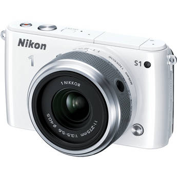 Nikon 1 S1 Mirrorless Digital Camera with 11-27.5mm Lens (White)