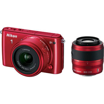 Nikon 1 S1 Mirrorless Digital Camera with 11-27.5mm and 30-110mm Lenses (Red)