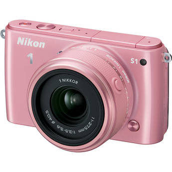 Nikon 1 S1 Mirrorless Digital Camera with 11-27.5mm Lens (Pink)