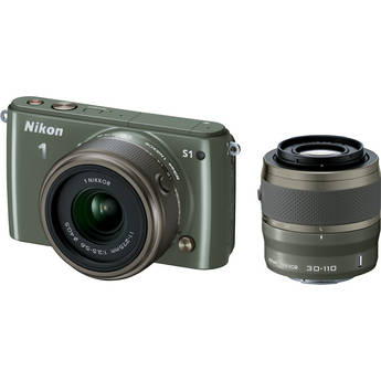 Nikon 1 S1 Mirrorless Digital Camera with 11-27.5mm and 30-110mm Lenses (Khaki)