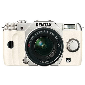 Pentax Q10 Compact Digital Interchangeable Lens Camera with 5-15mm Lens (Silver / White)