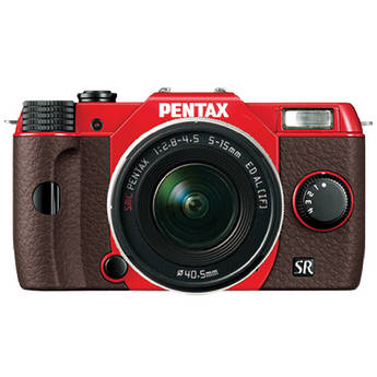 Pentax Q10 Compact Digital Interchangeable Lens Camera with 5-15mm Lens (Red / Brown)