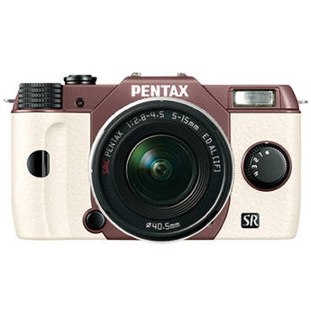 Pentax Q10 Compact Digital Interchangeable Lens Camera with 5-15mm Lens (Cocoa Brown / White)