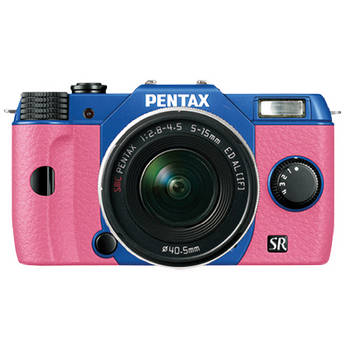 Pentax Q10 Compact Digital Interchangeable Lens Camera with 5-15mm Lens (Sapphire Blue / Pink)