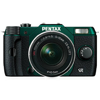 Pentax Q10 Compact Digital Interchangeable Lens Camera with 5-15mm Lens (Metal Green / Black)