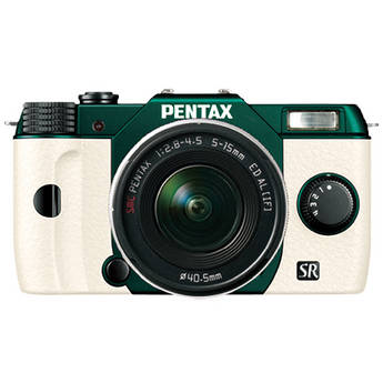 Pentax Q10 Compact Digital Interchangeable Lens Camera with 5-15mm Lens (Metal Green / White)