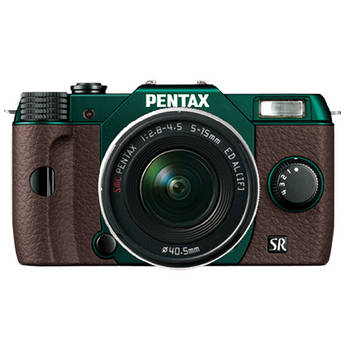 Pentax Q10 Compact Digital Interchangeable Lens Camera with 5-15mm Lens (Metal Green / Brown)