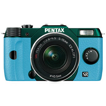 Pentax Q10 Compact Mirrorless Camera with 5-15mm Lens (Metal Green / Aqua)