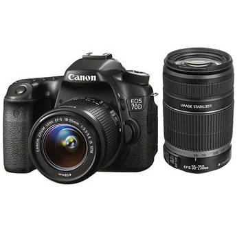 Canon EOS 70D DSLR Camera Kit with 18-55mm and 55-250mm Lenses