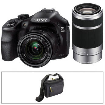 Sony Alpha A3000 20.1MP Digital Camera with 18-55mm Lens + Sony 55-210mm Lens + Camera Bag