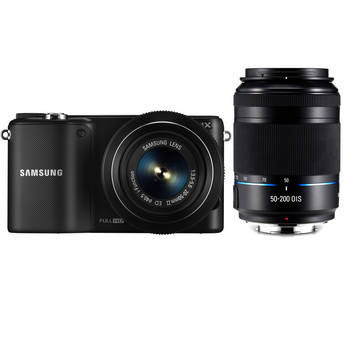 Samsung NX2000 20.3MP Mirrorless Digital Camera with 20-50mm and 50-200mm Lenses - Black