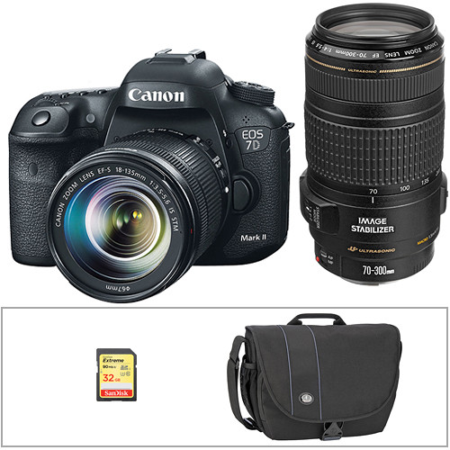 Canon EOS 7D Mark II DSLR Camera with 18-135mm and 70-300mm Lenses Kit
