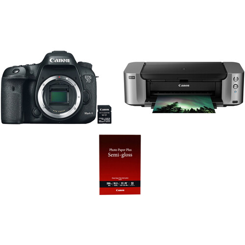 Canon EOS 7D Mark II DSLR Camera with PRO-100 Printer, Camera bag, Memory card and more only $1049