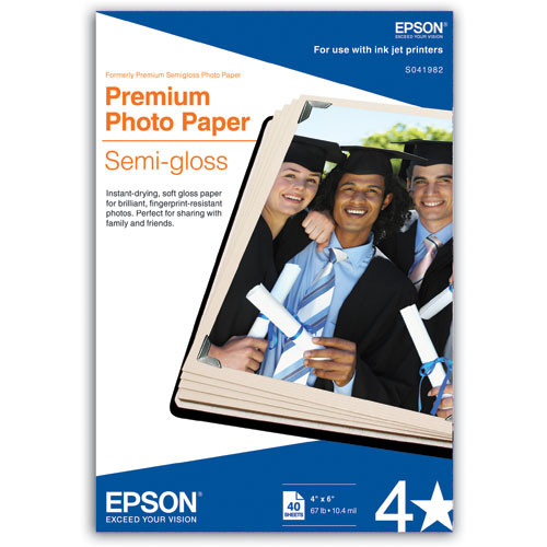 Epson Premium Semi-Gloss Photo Paper for Inkjet 4x6" - 40 Sheets