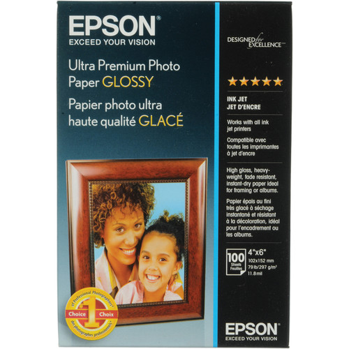 Epson Ultra Premium Glossy Photo Paper - 4x6" - 100 Sheets