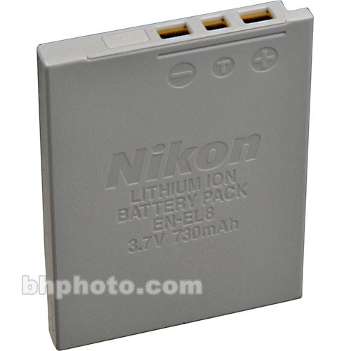 Nikon ENEL8 LithiumIon Battery (3.7v 730mAh) 25688 B&H Photo
