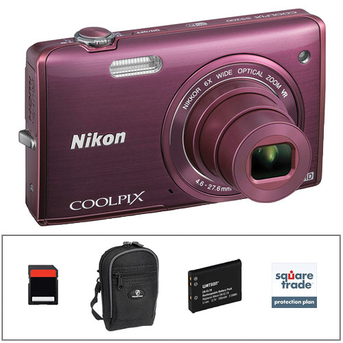 Nikon Coolpix S Digital Camera Deluxe Kit Plum B H Photo