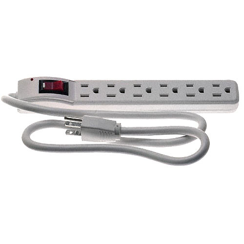 General Brand Power Strip - Plastic - 6 Outlets