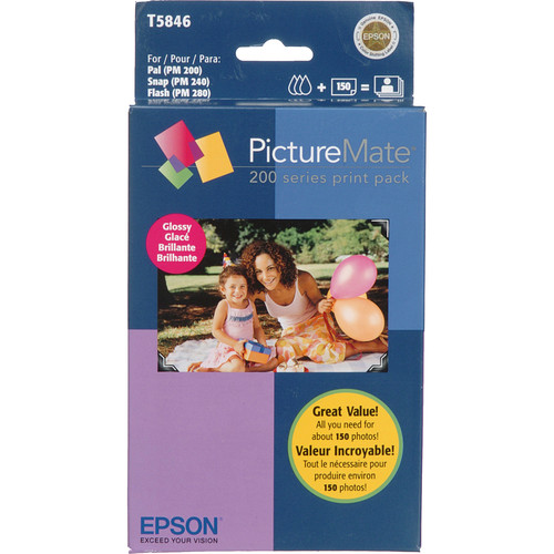 Epson T5846 PictureMate 200-Series Glossy Print Pack - Makes 150 4x6