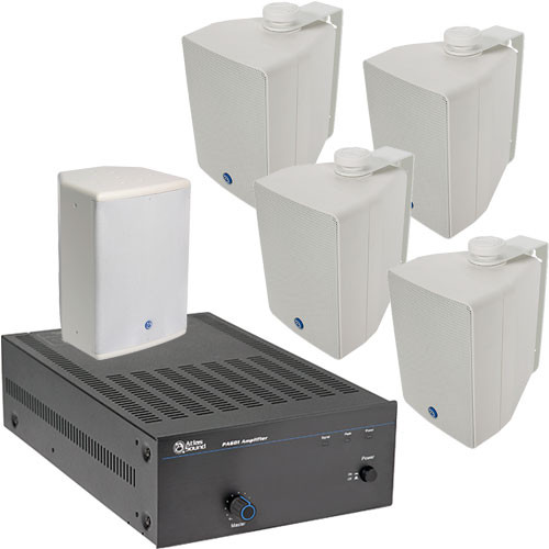 Atlas Sound APAKSMSW Amplifier and Surface Mount Speaker Package System (White)