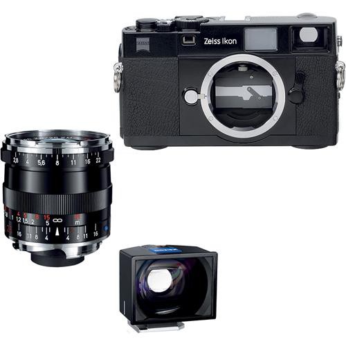 Zeiss Ikon Rangefinder Film Camera, 25mm f/2.8 Biogon T* ZM Lens, 25mm ZI Viewfinder Bundle (Black)