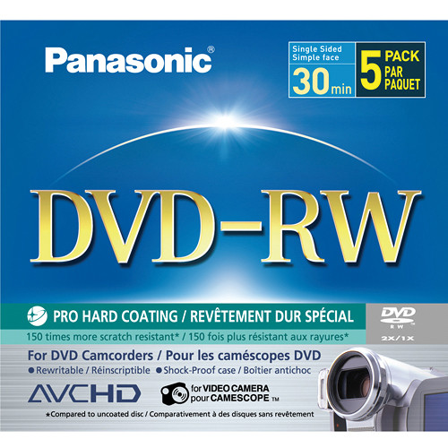 Panasonic 5-Pack Single-Sided 1.4GB 8cm DVD-RW for DVD Camcorders