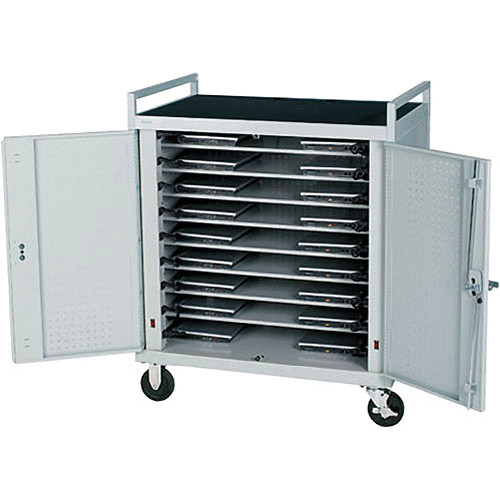 Bretford Antimicrobial 18 Unit Notebook Cart with Front Electrical Access