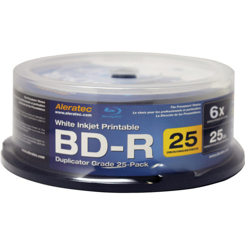 Aleratec White Inkjet Printable BD-R Blu-ray 6X Duplicator Grade Recordable Disc (25 Pack Spindle)