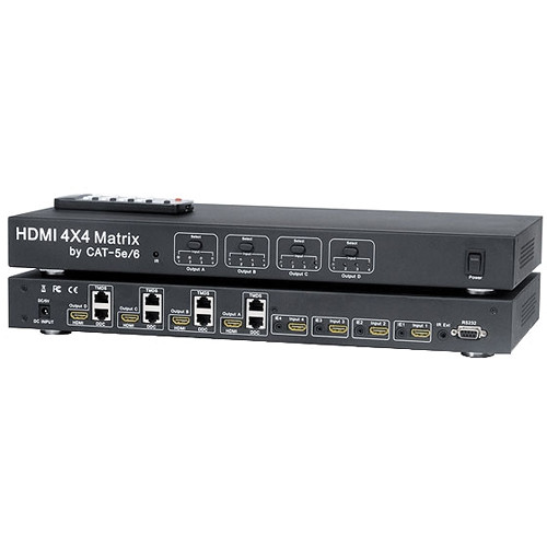 KanexPro HDMI True 4 x 4 Matrix Switcher over CAT5e/6 with RS-232