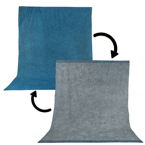 Impact Reversible Muslin Background (10 x 12', Stone Blue/Nickel)