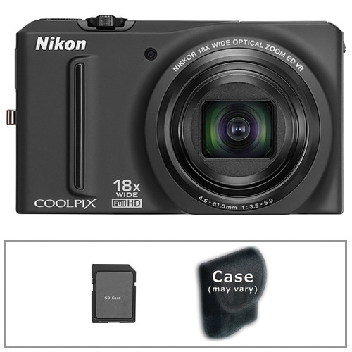 Nikon Coolpix S9100 Digital Camera with Basic Accessory Kit (Black)