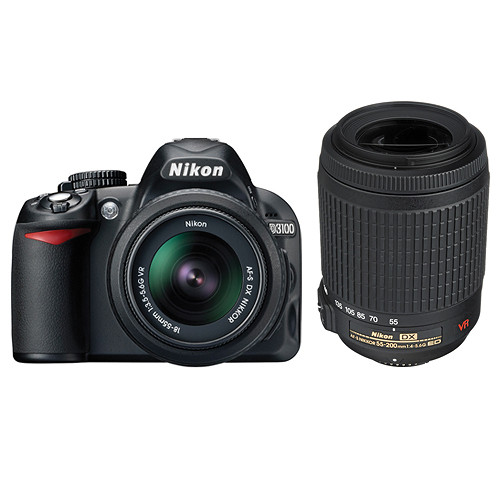 Nikon [Refurbished] D3100 SLR Digital Camera w/18-55mm VR & 55-200mm VR Lenses Deluxe Kit
