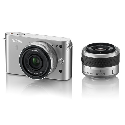 Nikon 1 J1 Mirrorless Digital Camera with 10mm WA/10-30mm Zoom Lens (Silver)