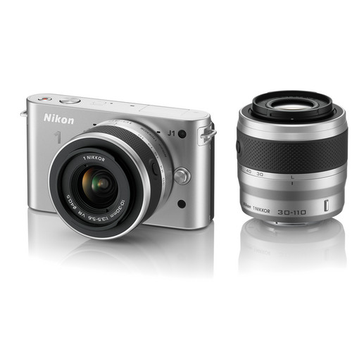 Nikon 1 J1 Mirrorless Digital Camera with 10-30mm / 30-110mm Lens (Silver)