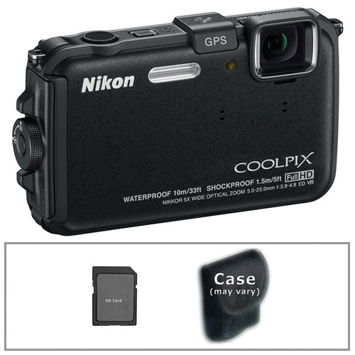 Nikon COOLPIX AW100 Waterproof Digital Camera with Basic Accessory Kit (Black)