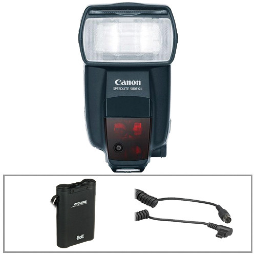 Canon 580EXII Flash w/ Bolt Power Pack & Cable Kit