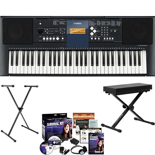 Yamaha PSR E-333 with KS7190 Stand, Keyboard Bench and Survival Kit B2