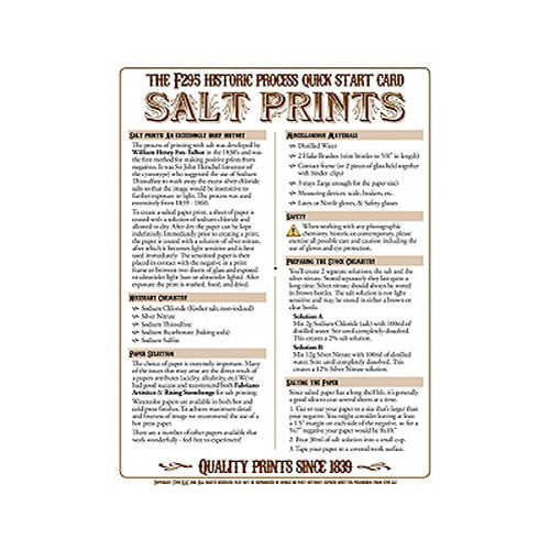 F295 Historic Process Laminated Reference Card for Salt Printing