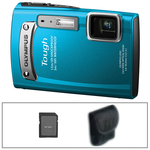 Olympus TG-320 Tough Digital Camera (Blue) with Basic Accessory Kit